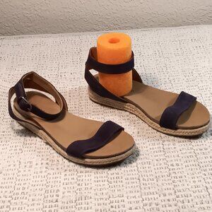 Lucky Brand 'Garston' women's blue suede espadrille ankle strap sandals sz 7 M